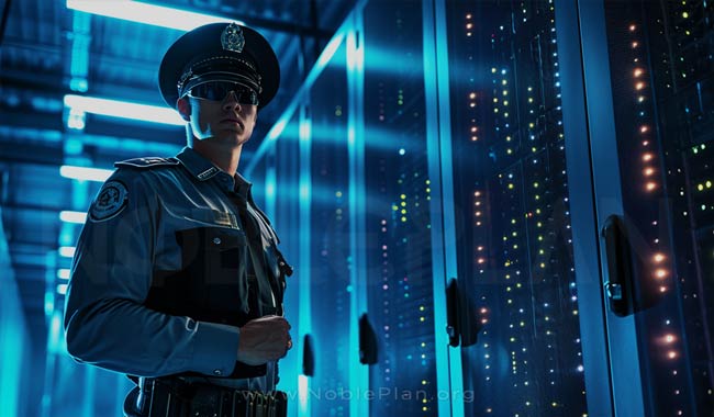 Security guard in server room