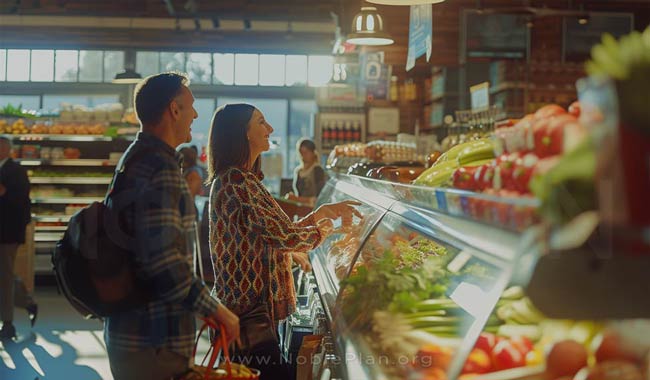 Clientes comprando en el mercado