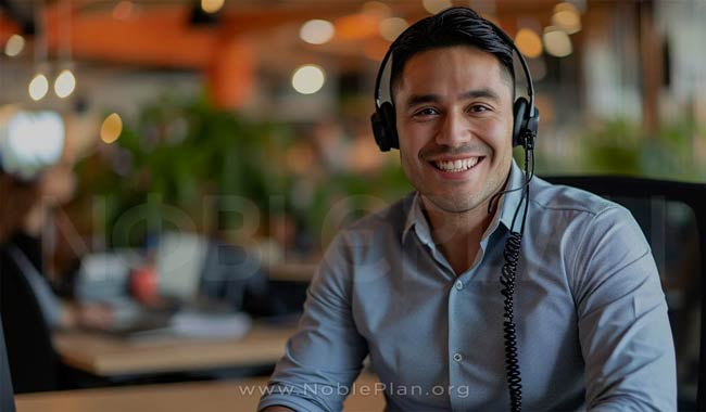 Young hispanic male customer service agent